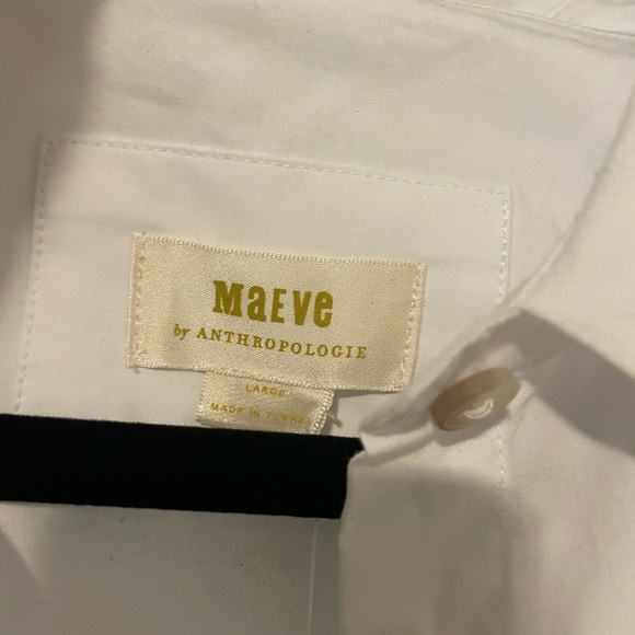 Anthropologie Women's White Maeve Lace-Hem Smock Mini Shirt Dress L Size‎ NWT - Picture 6 of 8